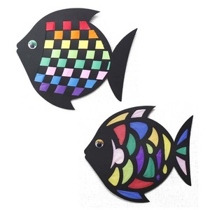AD 여름 무지개 직조 물고기(1개) + 페이퍼 컷 컬러 물고기(1개) 만들기